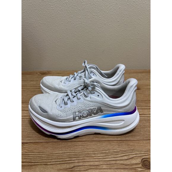 HOKA ONE ONE Bondi 9 Running Shoes 8 White Max Cushion Road Trainers No Insoles - Picture 3 of 8